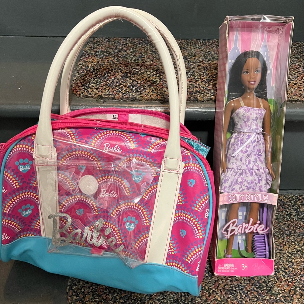 Barbie Kid’s Pink and Blue Tote bag with Barbie Doll